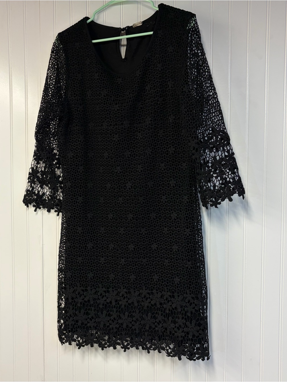 Sorrento Black Lace Shift Dress - Classic Women's Dress Medium READ